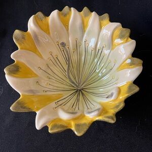 Yellow and Cream Ceramic Flower Bowl by Tommy Bahama 2006